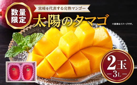《2026年発送》【数量・期間限定】宮崎特産品 宮崎県産完熟マンゴー 太陽のタマゴ 3L×2玉 糖度15度 マンゴー 完熟 完熟マンゴー フルーツ果物 デザート 350g 3L 2玉 2個 宮崎マンゴー 宮崎名物 数量限定 限定 旬 旬の果物 名物 グルメ  セット 冷蔵 ギフト プレゼント 贈答 贈答用 化粧箱  お祝い 人気 オススメ おすすめ 宮崎県 宮崎市 宮崎_M275-012