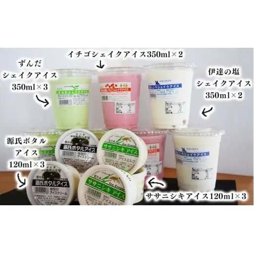 ずんだシェイク・アイス5種13個セット ずんだシェイク 塩バニラ いちご ササニシキ 源氏ボタルアイス 母の日
