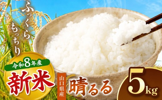 令和8年度産 新米 晴るる 白米 5kg 村上農園 先行予約 ＜ 2026年9月下旬より11月末まで順次発送 ＞ ｜ 米 精米 新米 白米 米 雑穀 お米 コメ 単一米 晴るる はるる  山口 美祢 秋吉台 5kg