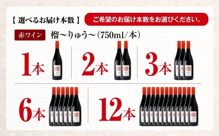 【赤ワイン】榴 りゅう 750ml×1本 三次市産 ワイン 三次ワイナリー
