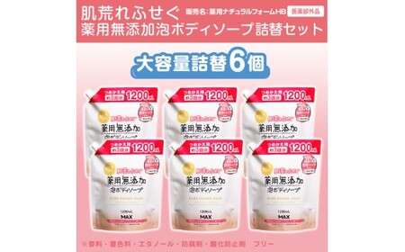 肌荒れを防ぐ薬用無添加　泡ボディソープ　詰替セット　6個入　＜無添加生活シリーズ＞｜無香料 無着色 パラベンフリー