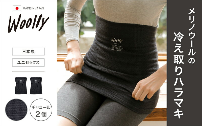 【ふるさと納税】メリノウールの冷えとりハラマキ【チャコール】2個 ／ 腹巻き 温活 ユニセックス レディース 婦人 美肌ケア 美容 冷え 冷え改善 葛城市 ウーリー【wool002】