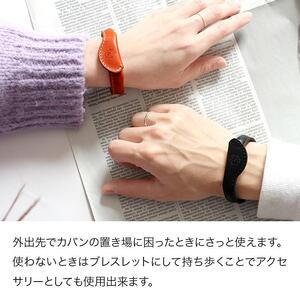 ハンガーブレスレット HUKURO 栃木レザー 全７色 [L]サイズ【レッド】