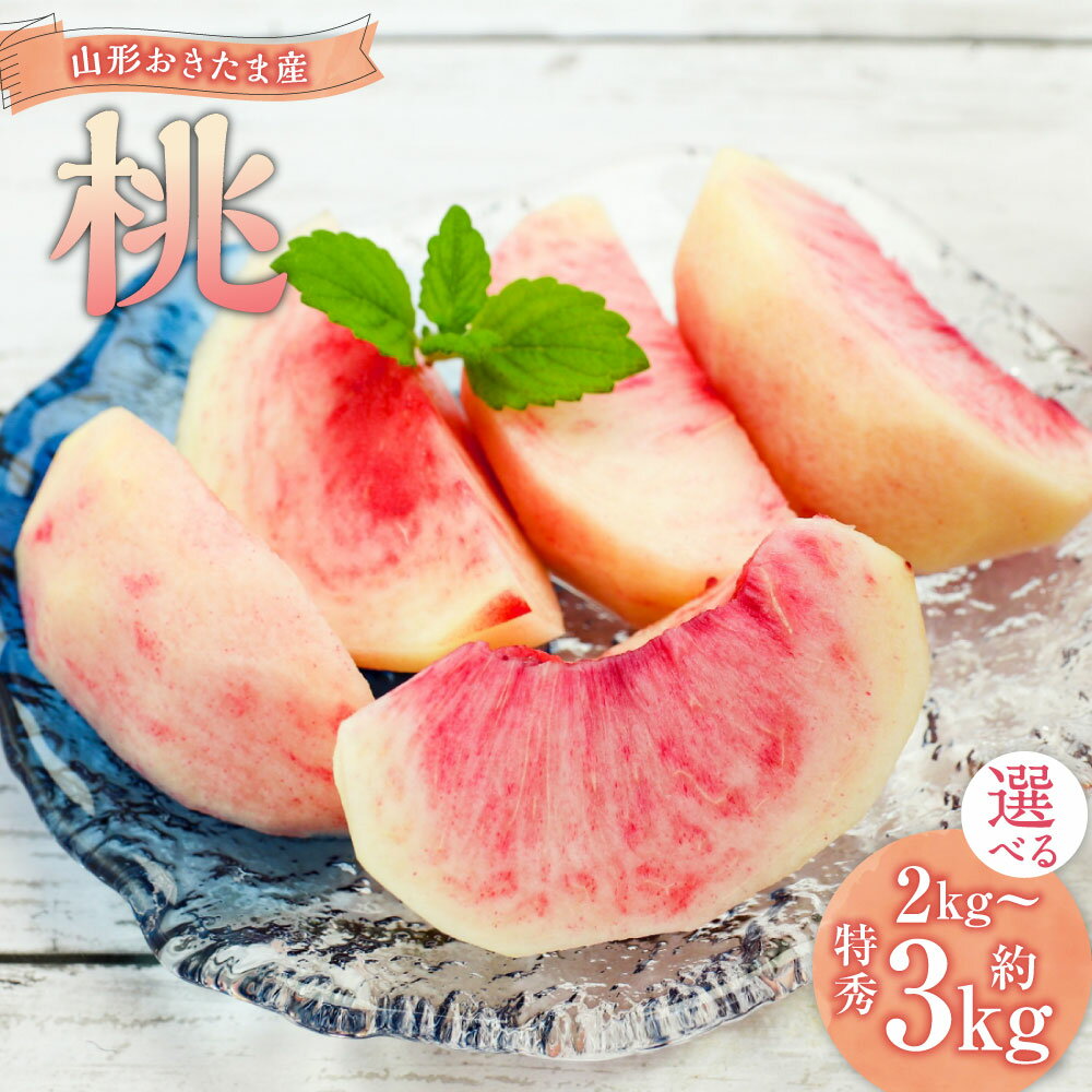 【ふるさと納税】山形おきたま産もも（川中島白桃・まどかなど）（特秀）＜選べる容量＞【5玉～7玉（約2kg）／8玉～11玉（約3kg） 】 もも 桃 モモ フルーツ スイーツ 果物 くだもの 果実 山形県 山形 やまがた 白鷹町 冷蔵 送料無料 【2026年8月下旬～9月上旬順次発送予定】