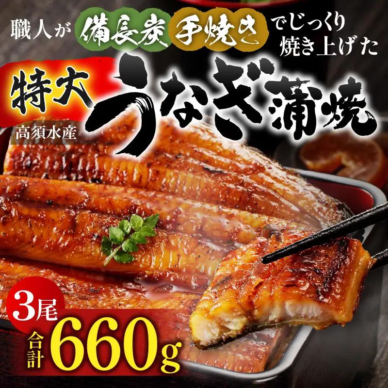 うなぎ 蒲焼 うなぎ[国産 3尾 備長炭手焼き 660g]