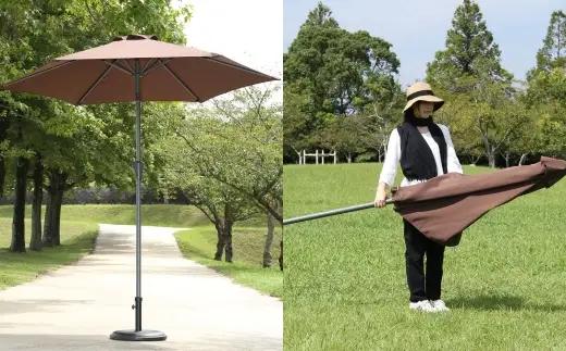 アルミパラソル 240cm ブラウン （ CD：37852 ） クランクハンドル式 アウトドア 庭 ガーデン テラス ガーデンパラソル 日除け アルミ製 おしゃれ 50 PM