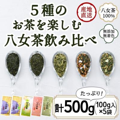 ふるさと納税 太宰府市 八女茶100% お茶の世界を楽しむ!5種の茶葉飲み比べセット 100g×5袋(太宰府市)