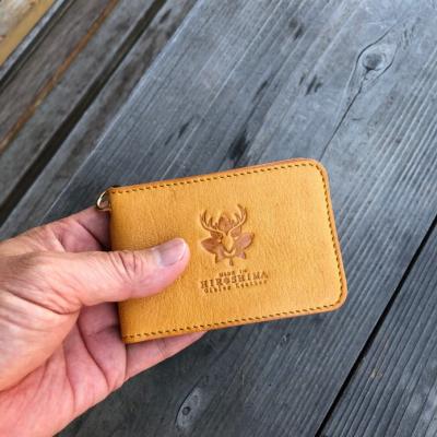 ふるさと納税 東広島市 広島ジビエレザー　東広島産天然鹿革二つ折りID/パスケース【02キャメル】 |  | 03