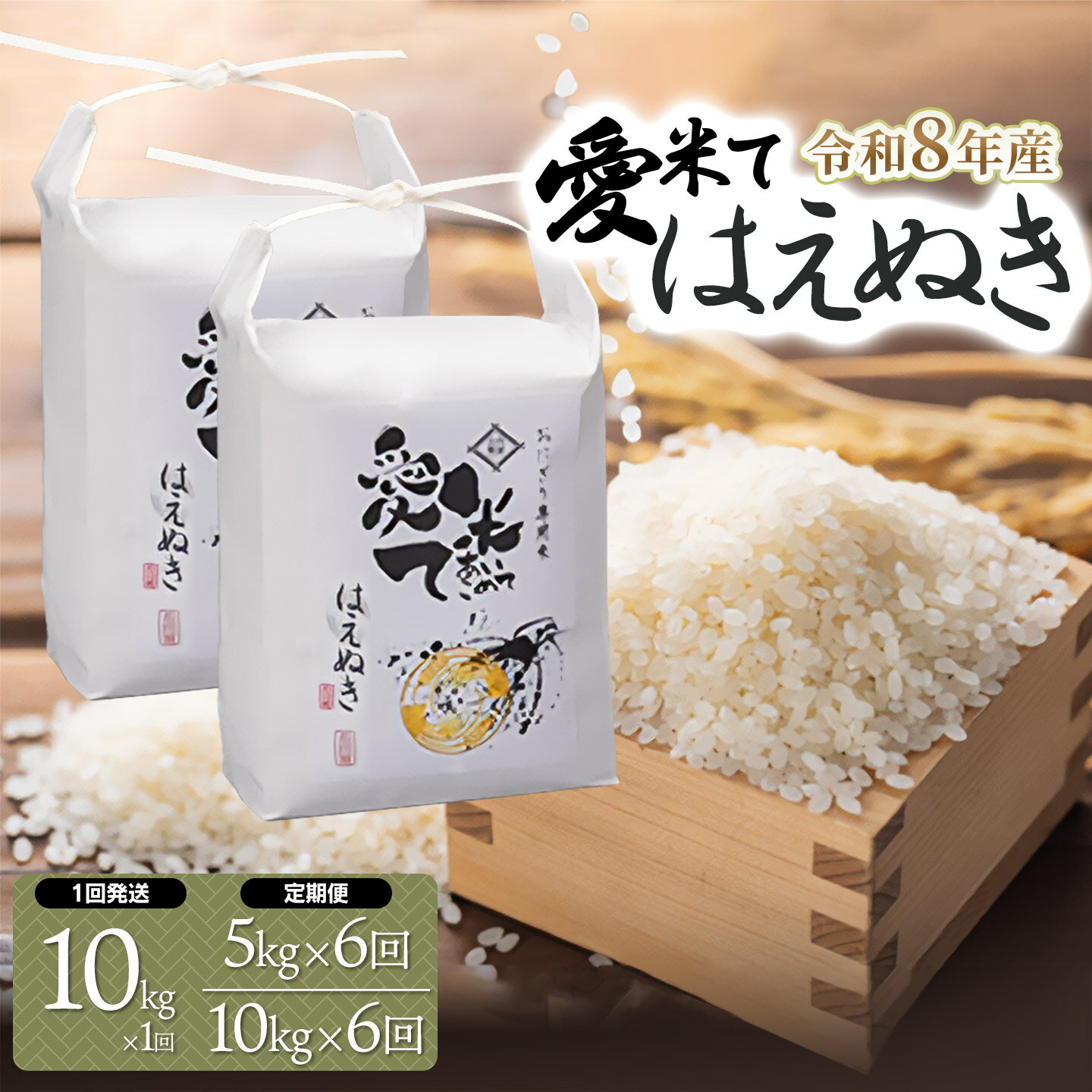 【ふるさと納税】【令和8年産先行予約】はえぬき 精米　お選びください 10kg(5kg×2袋)［1回発送］・5kg×6回・10kg×6回［定期便］ 6ヶ月定期便 　愛米て