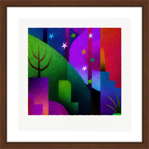 【絵画】 ピエゾグラフ 「彩と山」 額装サイズ 266mmx266mm 【 アート インテリア 現代版画 】