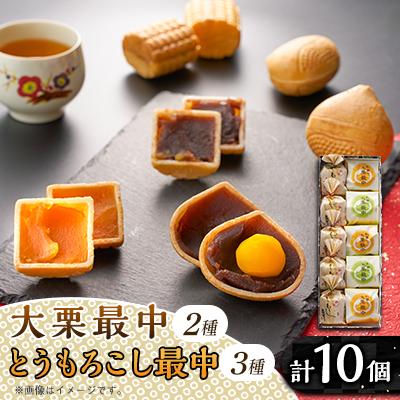 ふるさと納税 あきる野市 秋留の大栗最中　秋川のとうもろこし最中　詰め合わせ(10個入)【お茶ぞっぺの中島屋(あきる野の匠)】