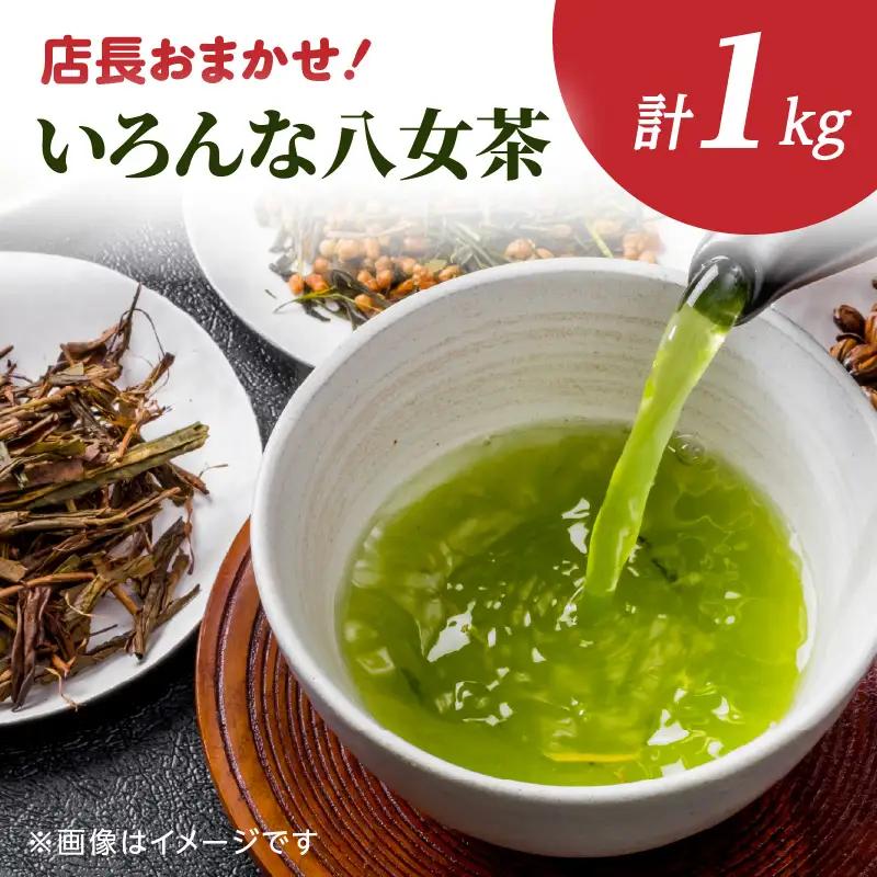 創業200年の老舗・古賀製茶本舗 【店長おまかせ】いろんな八女茶1kg 茶 お茶 八女茶 煎茶 白折 玉露 ほうじ茶 冠茶 老舗 おまかせ 厳選 茶葉 高級茶 072-020
