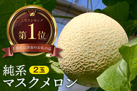【通年栽培】純系マスクメロン２玉（化粧箱入）【４月発送分】