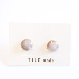 【美濃焼】 薄茶むら タイル ピアス 直径10mm 瑞浪市 / TILEmade タイル アクセサリー ハンドメイド [AZCD070]