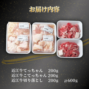 近江牛 モツ鍋 セット 600g 冷凍 ( もつ 鍋 切り落とし もつ鍋 てっちゃん こてっちゃん 和牛 黒毛和牛 ブランド和牛 牛肉 三大和牛 贈り物 ギフト 国産 滋賀県 竜王町 岡喜 神戸牛 松
