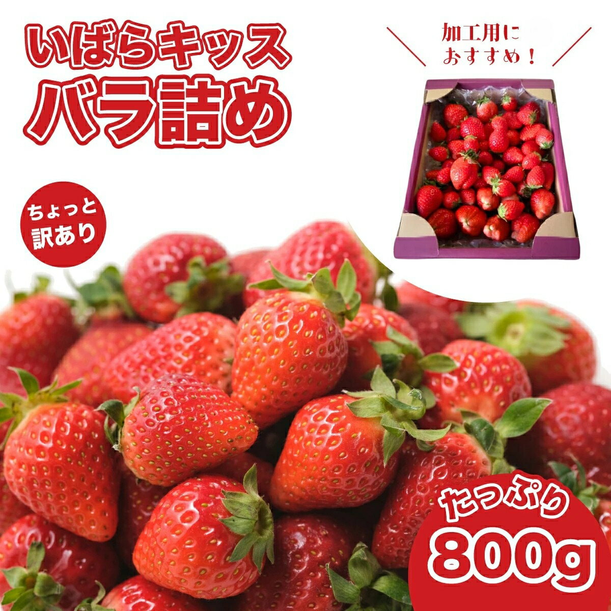 【ふるさと納税】【2026年/先行予約】いばらキッス たっぷり800g 訳あり苺 バラ詰め 加工用 | 茨城県 常陸太田 檜山いちご園 訳あり 香り 大粒 特大 デラックス いちご フルーツ イチゴ 新鮮 朝採れ 大きい 果肉 甘味 品質 健康 果物 デザート 食べ比べ 人気
