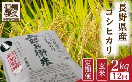 【令和7年産・玄米2kg×12カ月定期便】特別栽培米　五郎兵衛米 〈2025年9月中旬頃～順次発送〉 先行予約　新米　信州　こしひかり【 長野県 佐久市 】