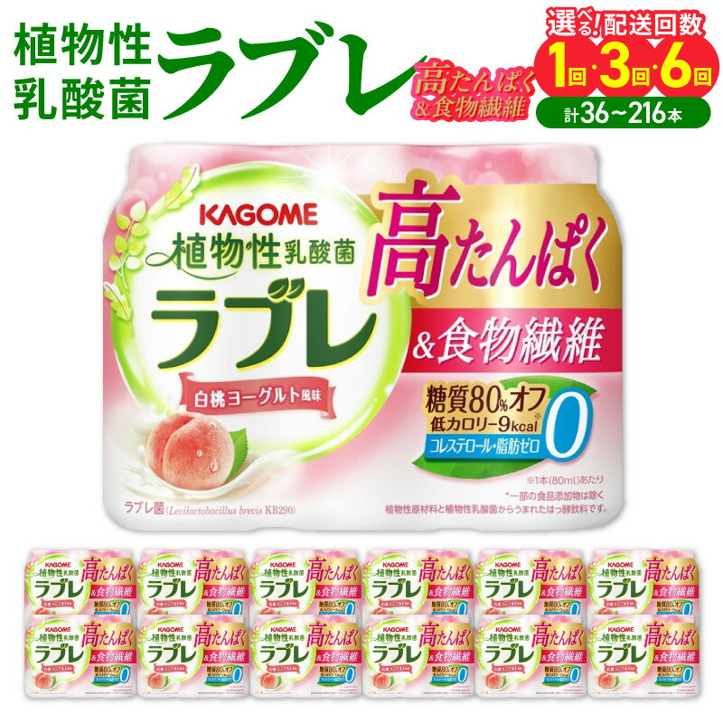 【ふるさと納税】植物性 乳酸菌 ラブレ 高たんぱく 食物繊維 80ml × 36本 配送回数 選べる 1回 3回 6回 単品 定期便 白桃ヨーグルト風味 飲みやすい 糖質オフ 低カロリー すっきりとした味わい 朝の目覚め お風呂上り 寝る前 飲料 愛知県 小牧市 送料無料