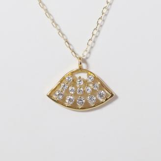 K18　扇形ダイヤモンドペンダント　0.10ct　　BQ110