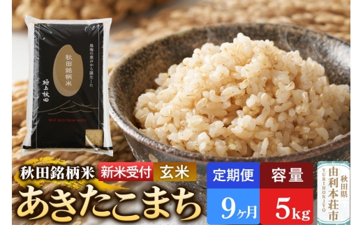 《令和8年産 新米受付》《定期便9ヶ月》【玄米】極上秋田銘柄米 あきたこまち 5kg [米 お米 こめ 玄米 あきたこまち ブランド米 銘柄米 食卓 おにぎり 秋田県産 秋田県 由利本荘市]