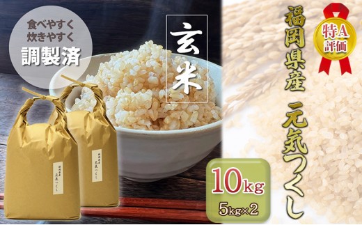 
            玄米 10kg 元気つくし 福岡県産 特A評価 お米 5kg×2袋 米 コメ 福岡県
          