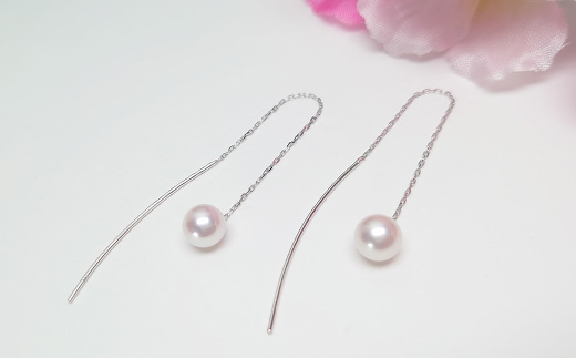 【030-74】akoya　カーブピアス（シルバーカラー）*