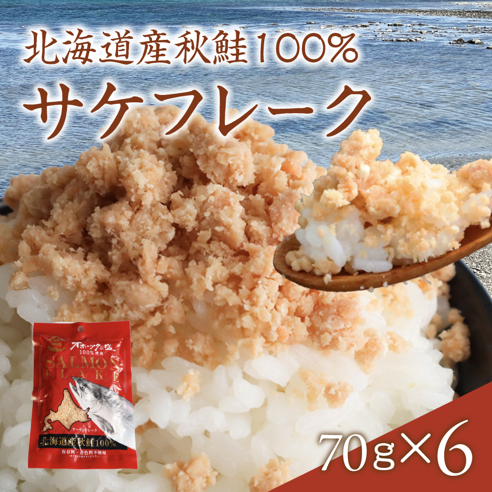 サケフレーク × 6p サーモン缶  鮭ほぐし 北海道産 R015-006