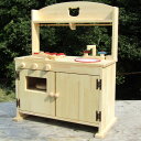 【ふるさと納税】手作り木製「棚付き」ままごとキッチン 大型レンジ付き すかし入り DHK-R2