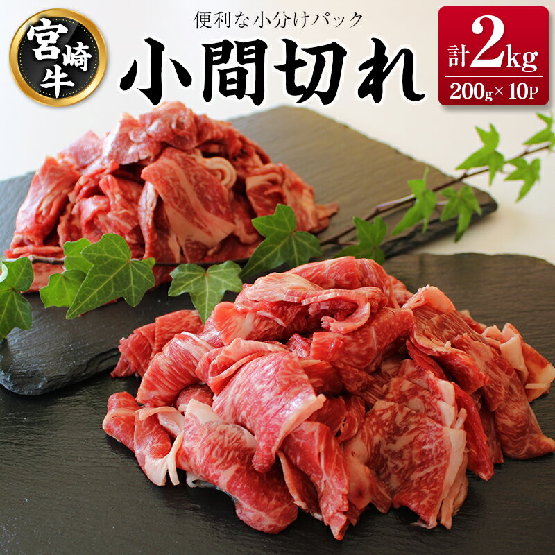 【ふるさと納税】宮崎牛 小間切れ 便利な小分け 200g×10P 計2kg 人気 冷凍 国産