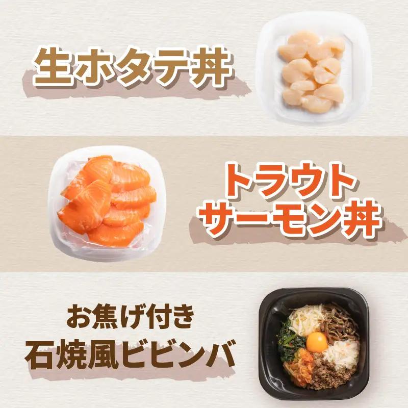 【6ヶ月定期便】レンジで丼！とん久セット ( 牛肉 ラム 豚肉 海鮮 ホタテ サーモン 鮭 ビビンバ 弁当 総菜 冷凍 簡単調理 )【999-0254】