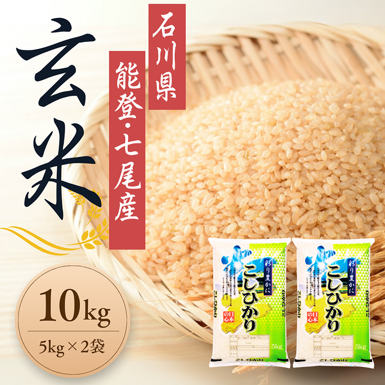 【発送時期が選べる】新米 令和7年産 石川県能登産 こしひかり玄米10kg（5kg×2個） / 米 玄米 10kg 日本初！世界農業遺産認定「能登の里山里海」の恵み ｜石川県 七尾市 能登 こしひかり お米 復興 復興支援