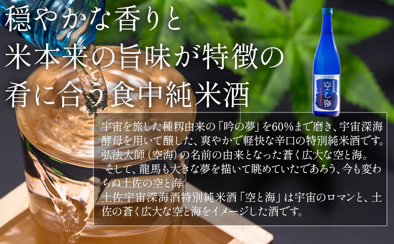 土佐宇宙深海酒 特別純米酒 空と海 720ml×2本 - 国産 高知県産 お酒 酒 おさけ セット 辛口 贈り物 ギフト 晩酌 自分用 アルコール 記念日 お酒好き お礼 お祝い 高知県 香南市 常温