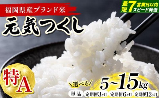 
                  ＜選べる容量＆お届け回数＞福岡県産米 元気つくし 精米 (5kg～15 kg) 定期便 令和7年産 ※北海道・沖縄・離島は配送不可【精米 7年産 国産 福岡県産 お米 ブランド米 5kg 10kg 15kg 選べる容量 げんきつくし】CY011-013
                