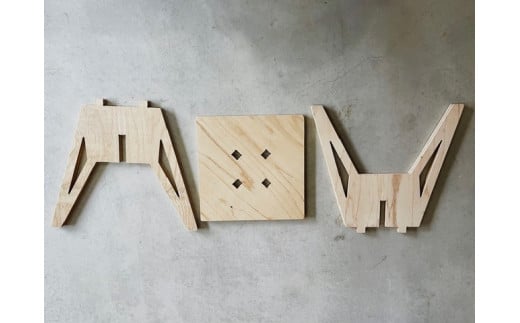 Plywood Small Table 組み立て式 合板 テーブル 机 DIY (445)