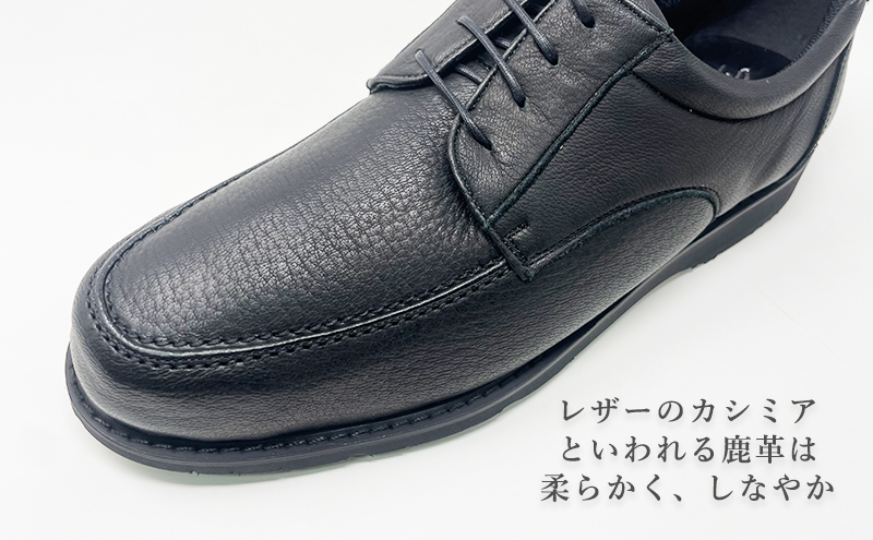 倭イズム ( ヤマトイズム ) 鹿革 4E シューズ 紳士靴 YAN220 （ ブラック ） 【 ファッション 靴 シューズ 革製品 革靴 】 【 お洒落 レザーシューズ やわらかい 快適 履き心地 】 BN003 25.0cm