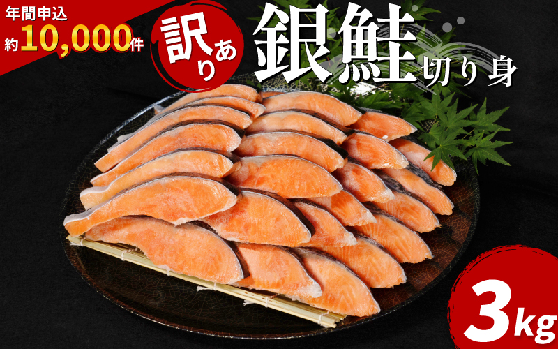 【2週間配送】 訳あり 鮭 銀鮭 切り身 3kg 冷凍 切身 サケ シャケ 塩銀鮭 カマ サーモン サイズ 不揃い 規格外 魚 魚介類 シーフード 家庭用 冷凍鮭 おかず お惣菜 弁当 ふるさと人気 徳島 小松島 【北海道･沖縄･離島への配送不可】