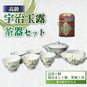 【ふるさと納税】 高級 宇治玉露＆茶器 セット (仁和の花100g) 缶入り 海峰窯 絵付け 宇治茶 玉露 宇治玉露 茶器 急須 湯冷まし 茶碗 コラボ 茶碗 セット 茶葉 お茶 日本茶 国産 井手町 京都 小川武治茶舗