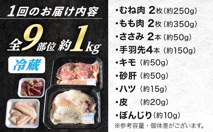 【全3回定期便】 うまさが違う！ せとうち育ちの江田島産地鶏 一黒シャモ　一羽パック(合計約1kg) 鶏 人気 肉 グルメ ギフト 取り寄せ プレゼント 広島県産 江田島市/ポーク＆チキン江田島 [X