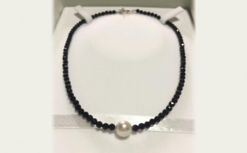 パール 2WAY チョーカー ブレスレット オニキス 42cm 暁工房 ネックレス 真珠 アクセサリー アコヤ真珠 本真珠 ファッション カジュアル 国産 愛媛 宇和島 A060-002008
