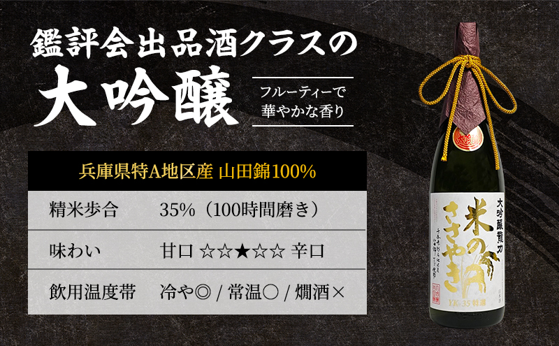 日本酒 受賞多数 大吟醸 龍力 米のささやき 1800ml 地酒 お酒 酒 アルコール 大吟醸酒 辛口 フルーティー フルーティーな香り 山田錦 一升瓶 1800 家飲み YK-35 兵庫 兵庫県 姫