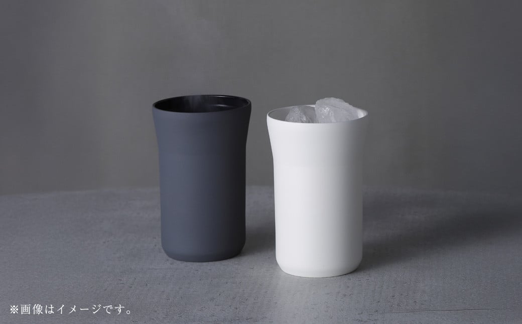 【京セラ】蓋付きタンブラー 350ml ＜クリームホワイト・ダークグレー＞ ペアセット （各1個） CERAMUG