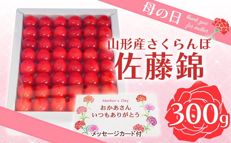
                  ★母の日★山形さくらんぼ 佐藤錦 特秀品 L 300g 手詰 化粧箱 メッセージ付(5/3～5/9着) 【令和9年産先行予約】FS26-615
                