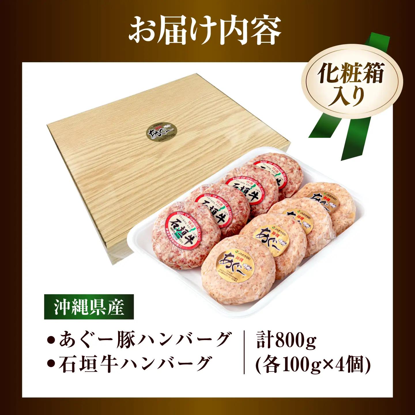 あぐー豚・石垣牛ハンバーグ セット 計800g 石垣牛 ハンバーグ BCAZ003