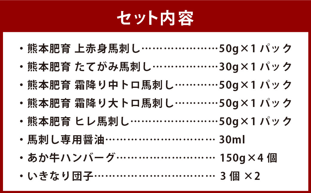 【ケロロ軍曹オリジナル化粧箱付き】 熊本馬刺し・あか牛・いきなり団子を堪能！熊本満喫セット