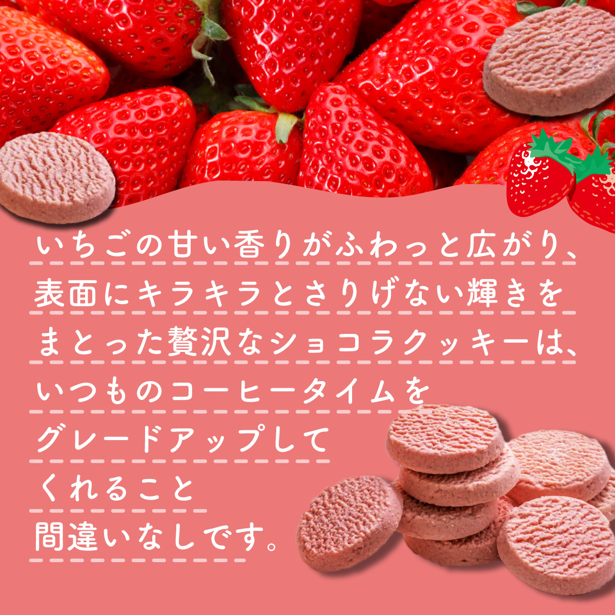 北海道産 ストロベリー ショコラ クッキー 40個 森のおくりもの 菓子 焼菓子 クッキー 苺 ストロベリー すずあかね お菓子 おやつ スイーツ デザート 規格外 常温 送料無料_イメージ3
