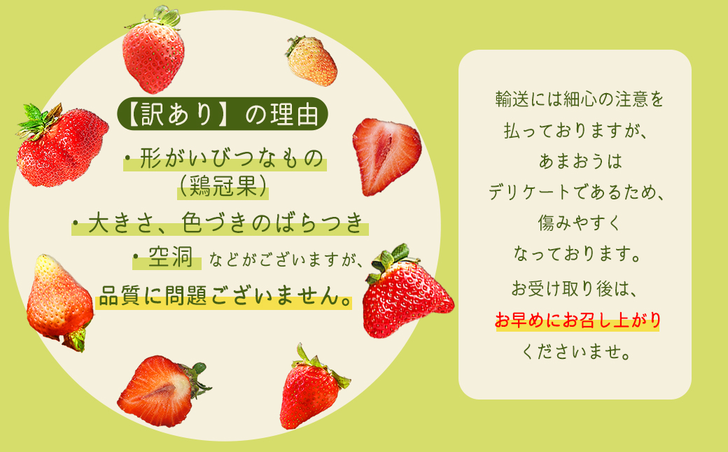 2VB6【福岡県産あまおう】 訳あり グランデ等級　約270ｇ×6Ｐ