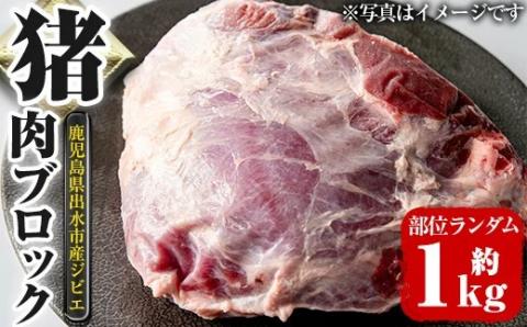 i335 《毎月数量限定》鹿児島県出水市産大幸猪肉のブロック＜部位ランダム・約1kg＞自宅でジビエ料理！【大幸】