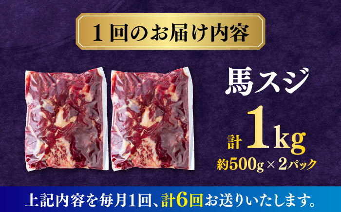 【全6回定期便】馬スジ 1kg (　500g × ２ ) 【合同会社　長岡フーズ】 [ZFR027]