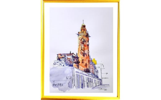 横浜の手描き水彩画作品　No,465
