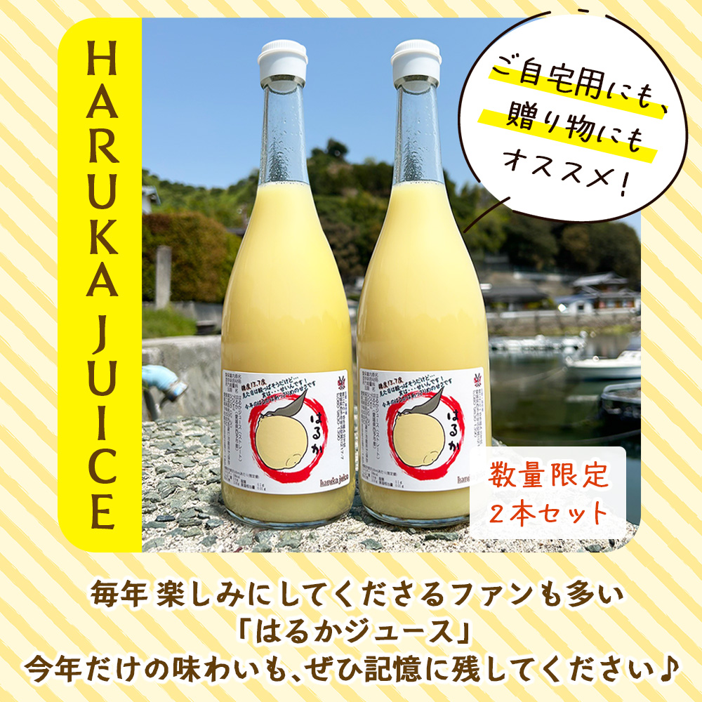 ＜はるかジュース 720ml×2本セット＞ 愛媛 果汁 100% はるか ジュース ストレート みかん じゅーす 100%ジュース セット 柑橘 果物 フルーツ 飲料 オレンジ 特産品 渡江から一歩を